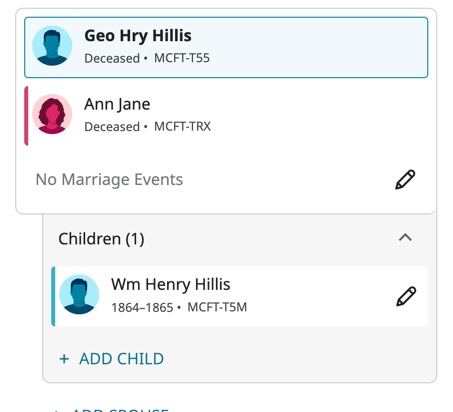 george henry hillis childandspouse